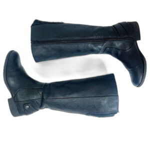 Life Stride X-Amy Black Faux Leather Wide Calf Riding Boots Knee High Size 6.5